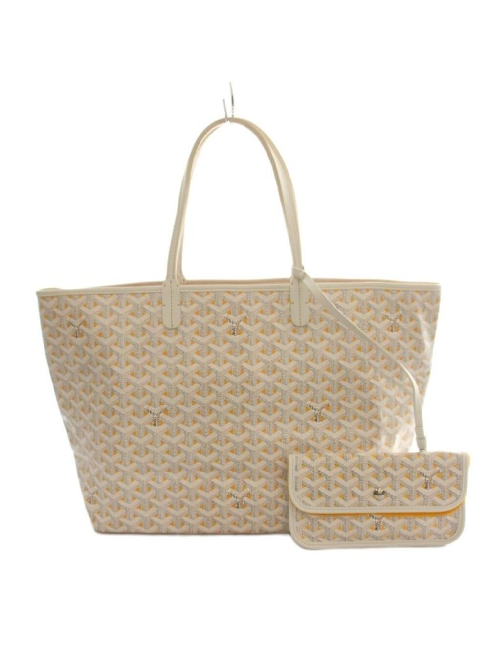 Goyard Saint Louis Clair Voie PM Tote Bag Hand Herringbone Pattern Canvas White